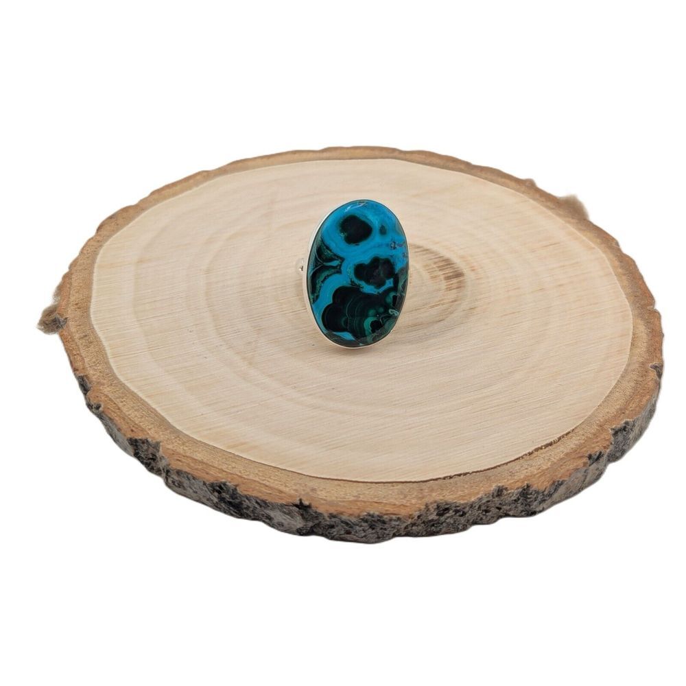 Navajo Malachite Chrysocolla Ring Native American Handmade Jewelry Sz 7.75US** - Picture 3 of 9